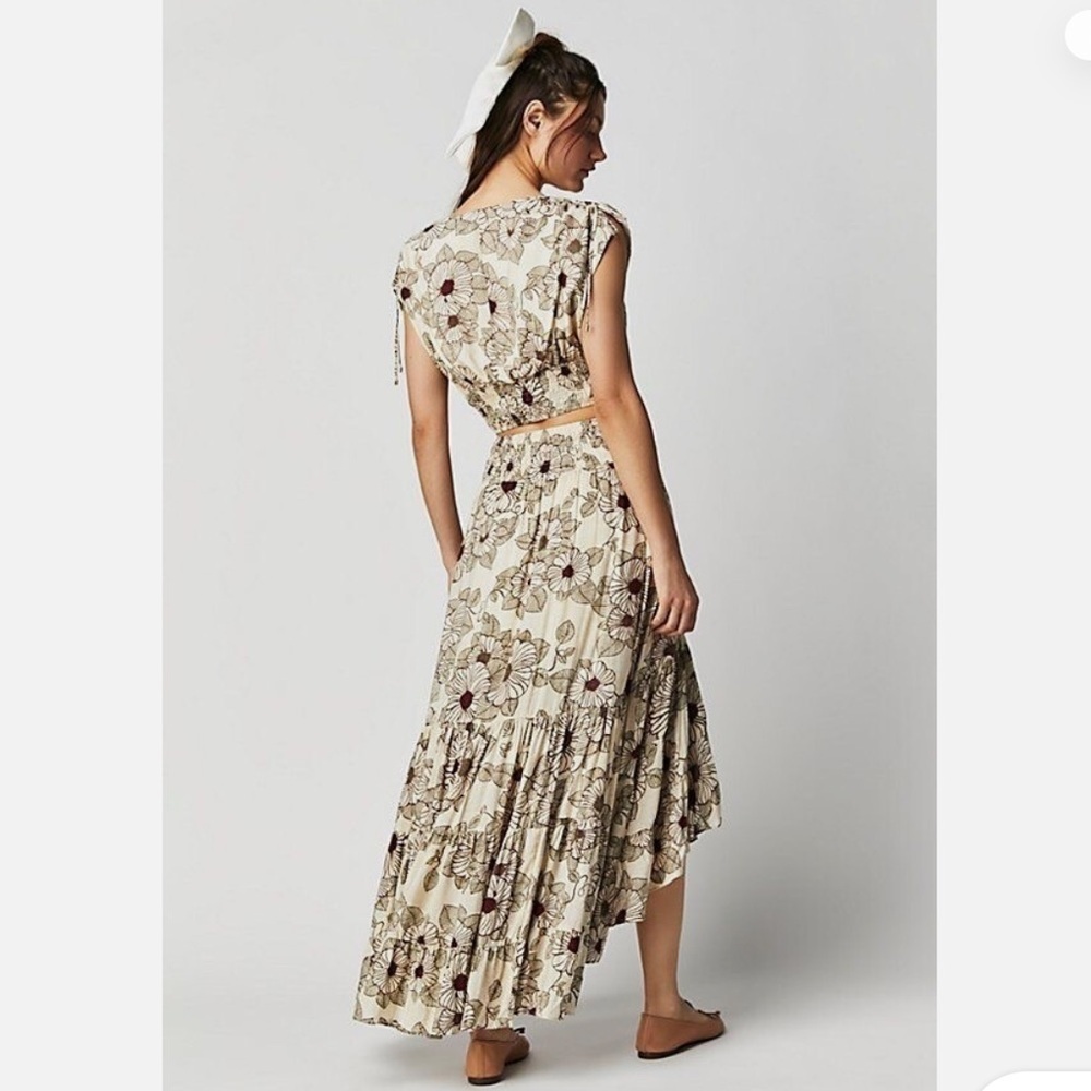 Free People Morning Sun Floral Print Maxi Hi Lo Skirt Size Small - Picture 3 of 9